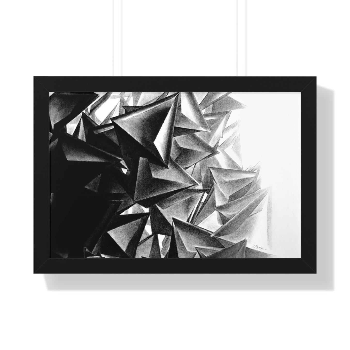 A Structure That Cannot Extinguish the Light - Framed Poster Print, Wall Art, Charcoal, Abstract Black and White Decor