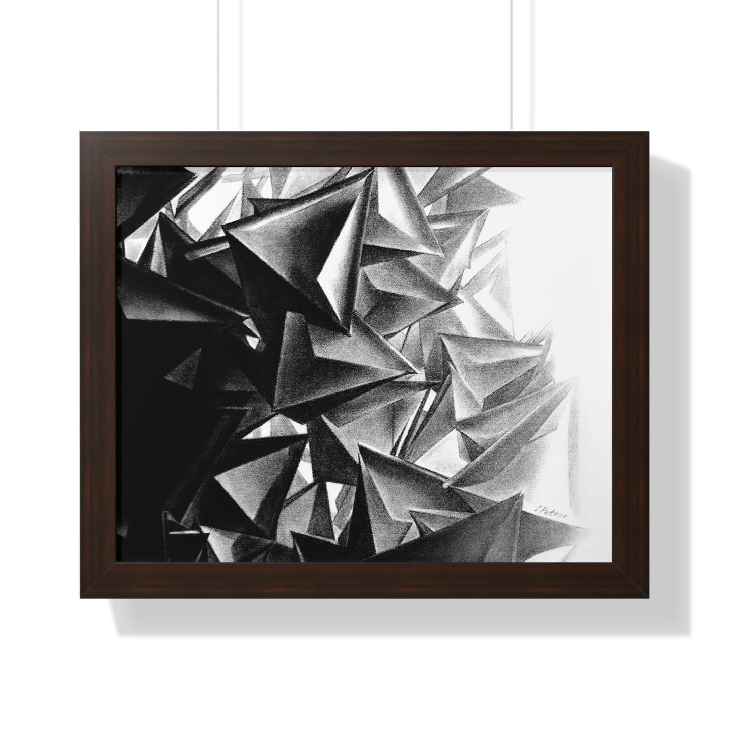 A Structure That Cannot Extinguish the Light - Framed Poster Print, Wall Art, Charcoal, Abstract Black and White Decor
