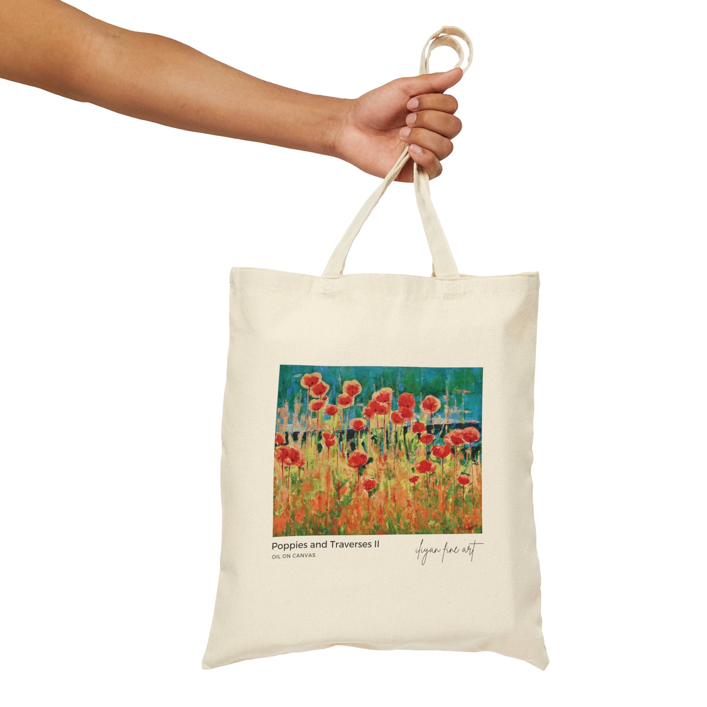 Canvas Tote Bag - Poppies and Traverses II