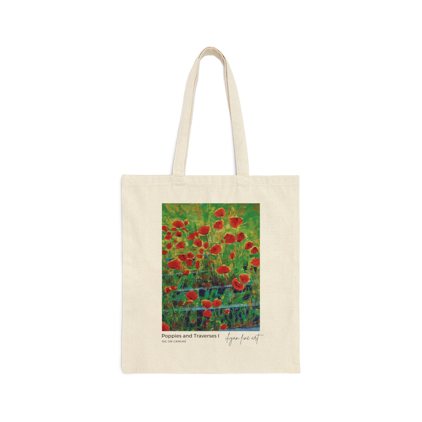 Canvas Tote Bag - Poppies and Traverses I