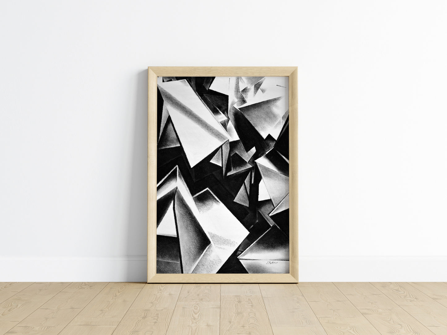 Chaotic Structure - Unframed Satin Poster Print, Wall Art, Charcoal, Abstract Black and White Decor