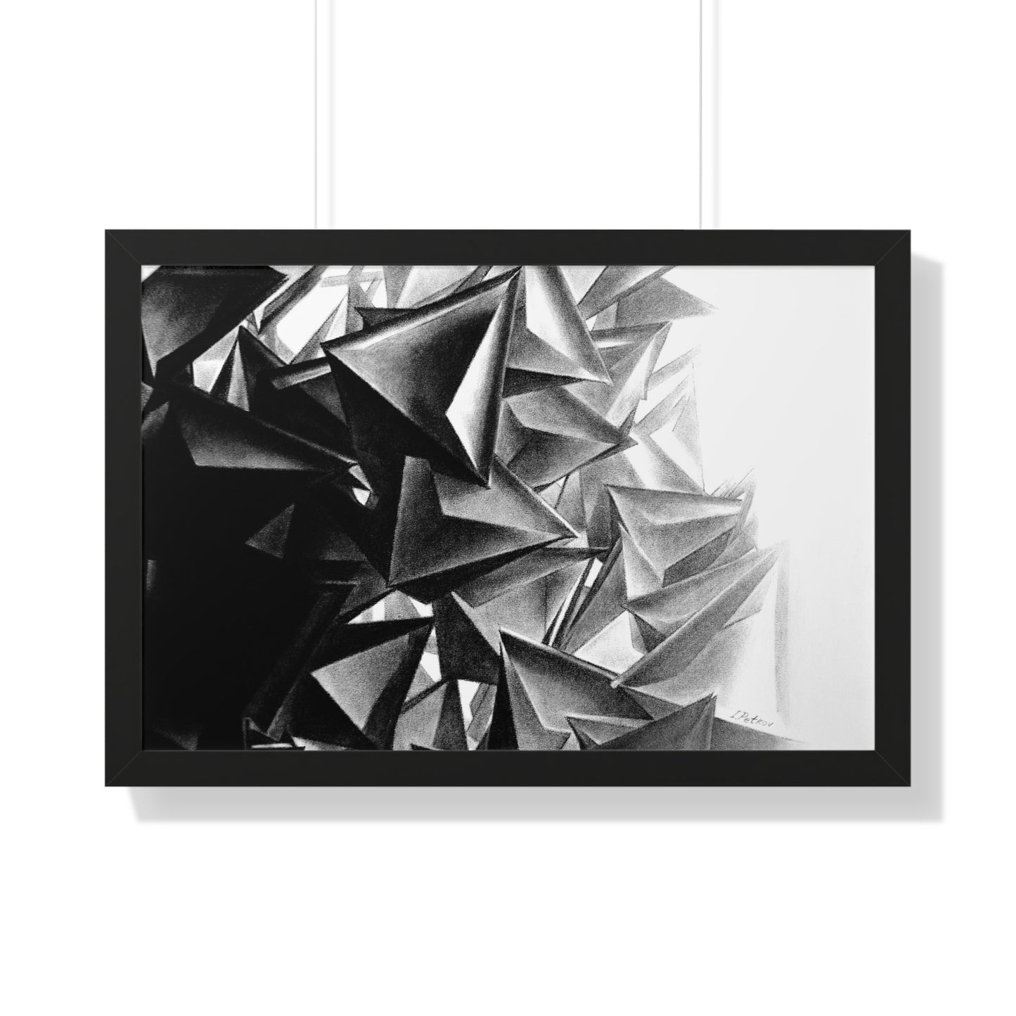 A Structure That Cannot Extinguish the Light - Framed Poster Print, Wall Art, Charcoal, Abstract Black and White Decor