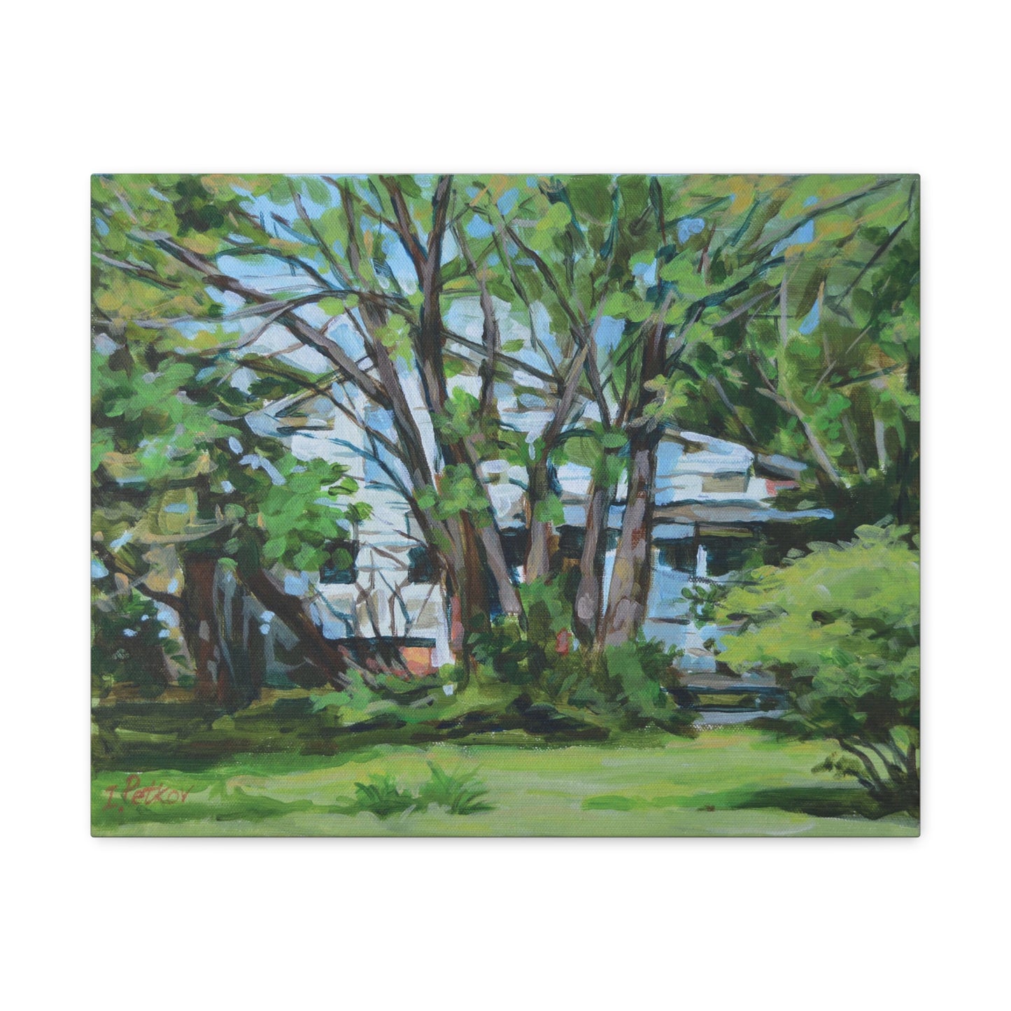 White House Amid Green - Canvas Print, Wall Art, Oil Painting, American Landscape