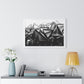 A Structure Rises - Framed Poster Print, Wall Art, Charcoal, Abstract Black and White Decor