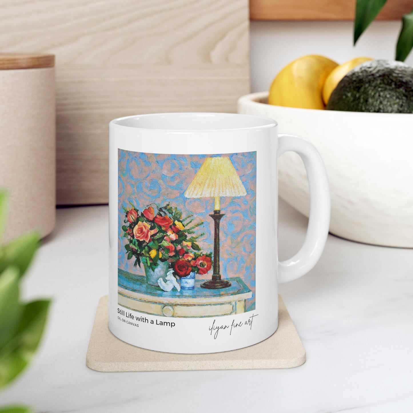 Ceramic Mug 11oz - Roses and a Lamp