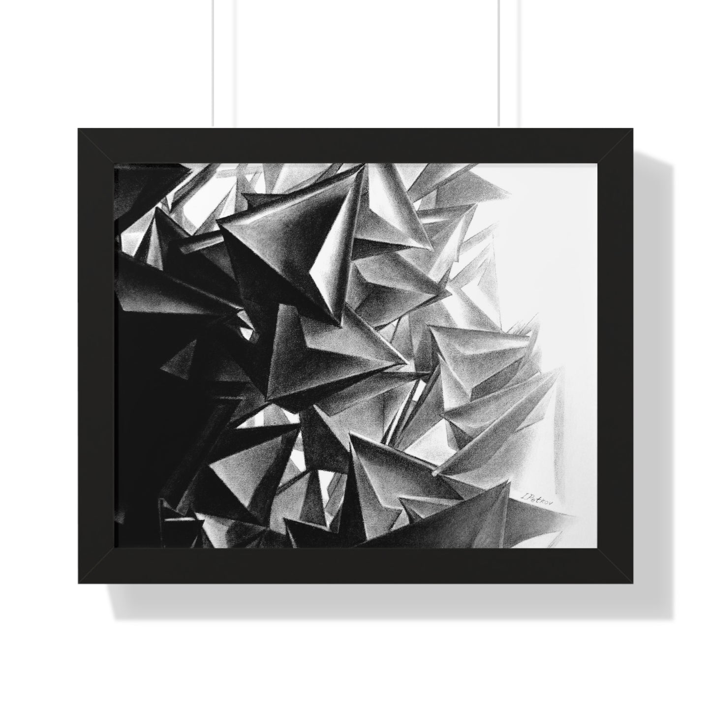 A Structure That Cannot Extinguish the Light - Framed Poster Print, Wall Art, Charcoal, Abstract Black and White Decor