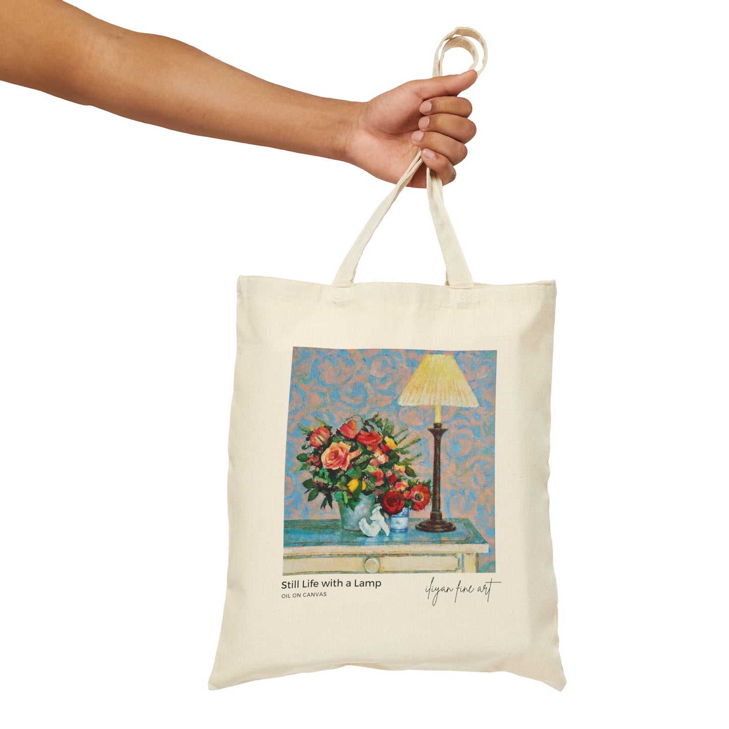 Canvas Tote Bag - Red Roses and a Lamp