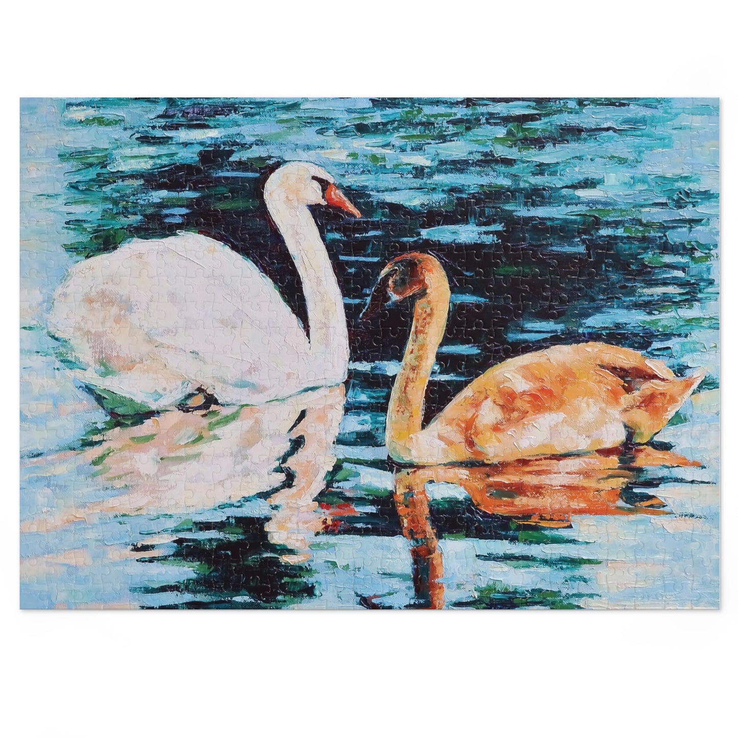 Jigsaw Puzzle - Swans on Lake with Reflections