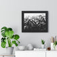 A Structure Rises - Framed Poster Print, Wall Art, Charcoal, Abstract Black and White Decor