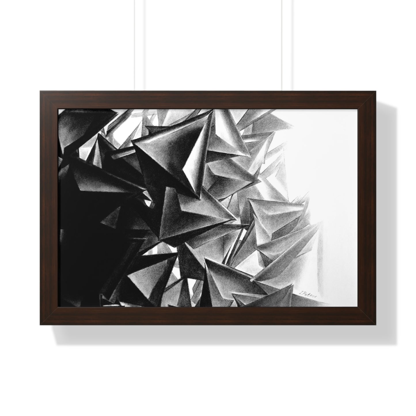 A Structure That Cannot Extinguish the Light - Framed Poster Print, Wall Art, Charcoal, Abstract Black and White Decor