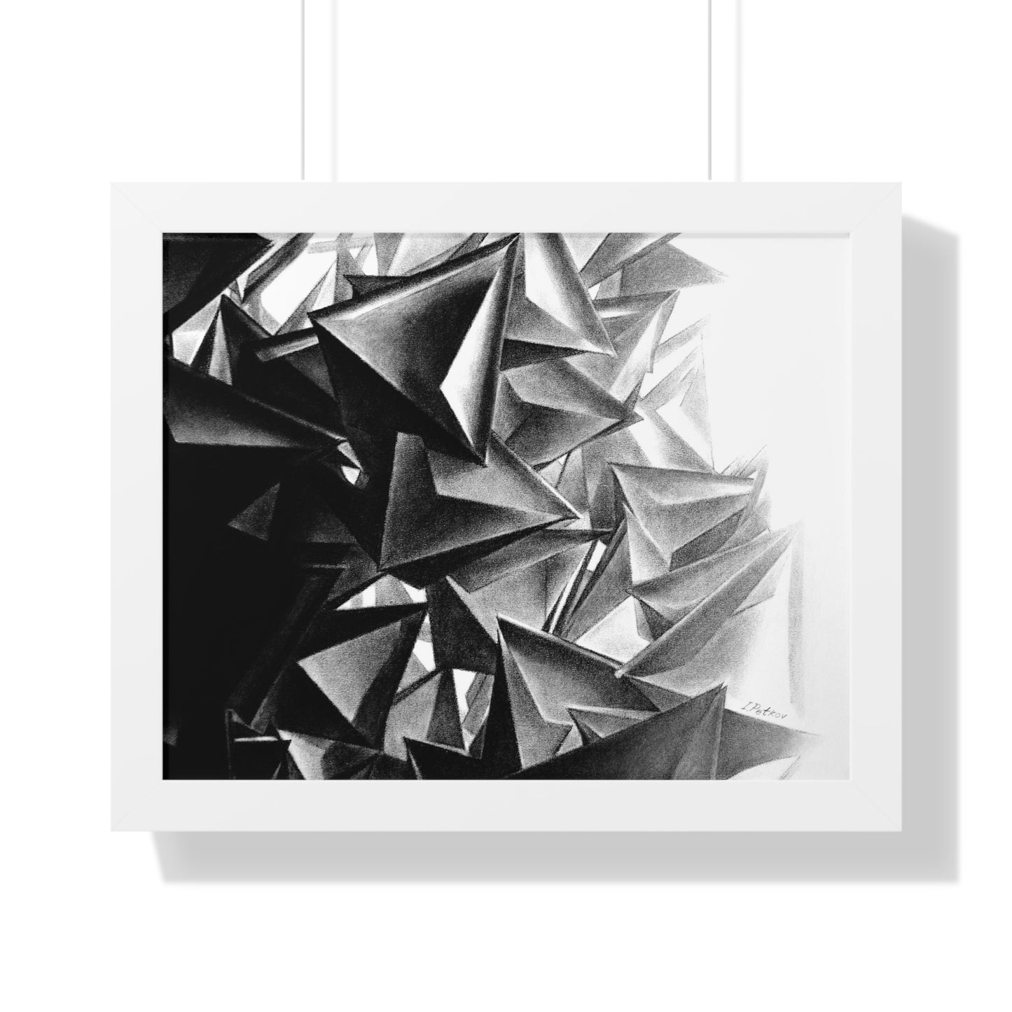 A Structure That Cannot Extinguish the Light - Framed Poster Print, Wall Art, Charcoal, Abstract Black and White Decor