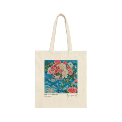 Canvas Tote Bag - Bouquet of Roses in Glass Vase