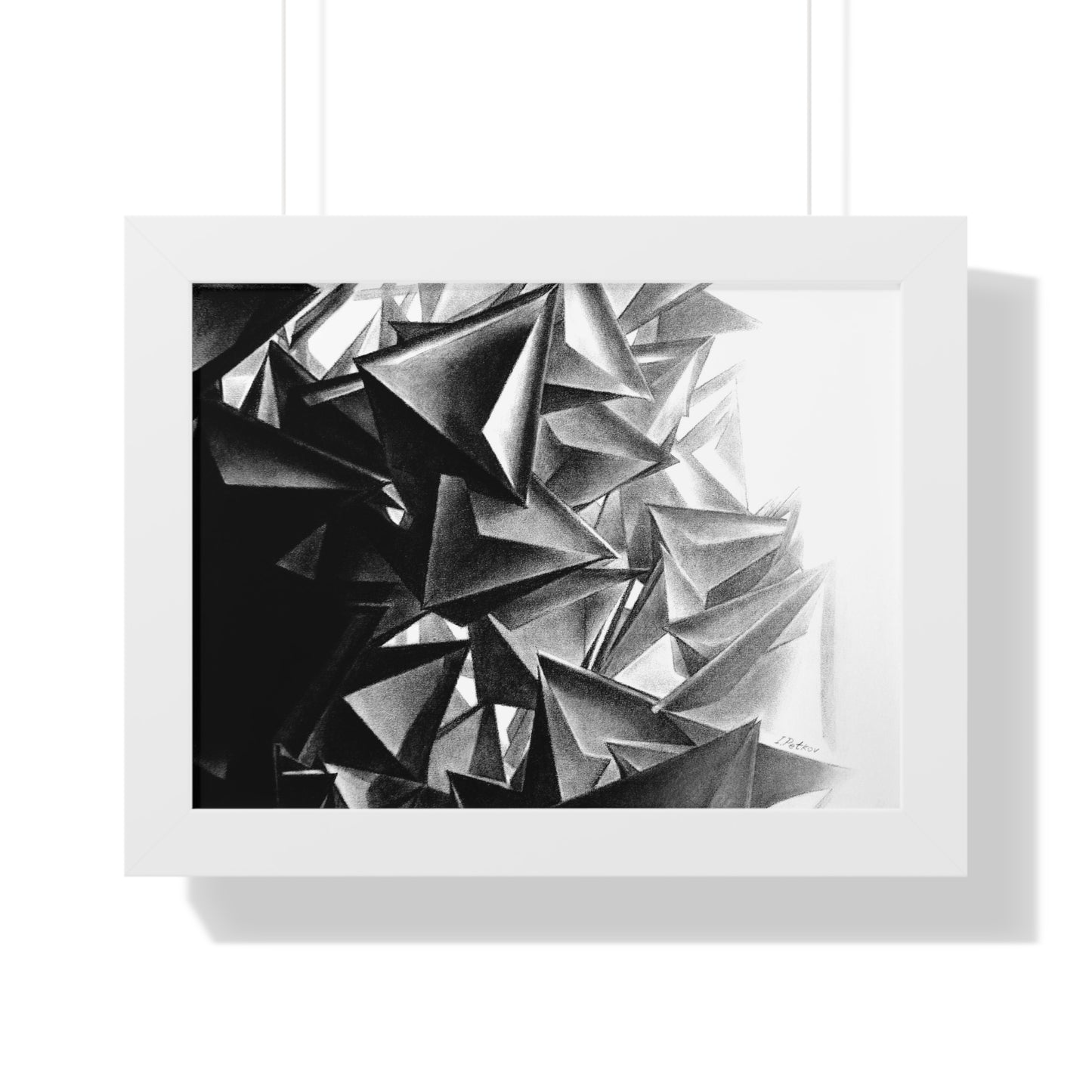 A Structure That Cannot Extinguish the Light - Framed Poster Print, Wall Art, Charcoal, Abstract Black and White Decor