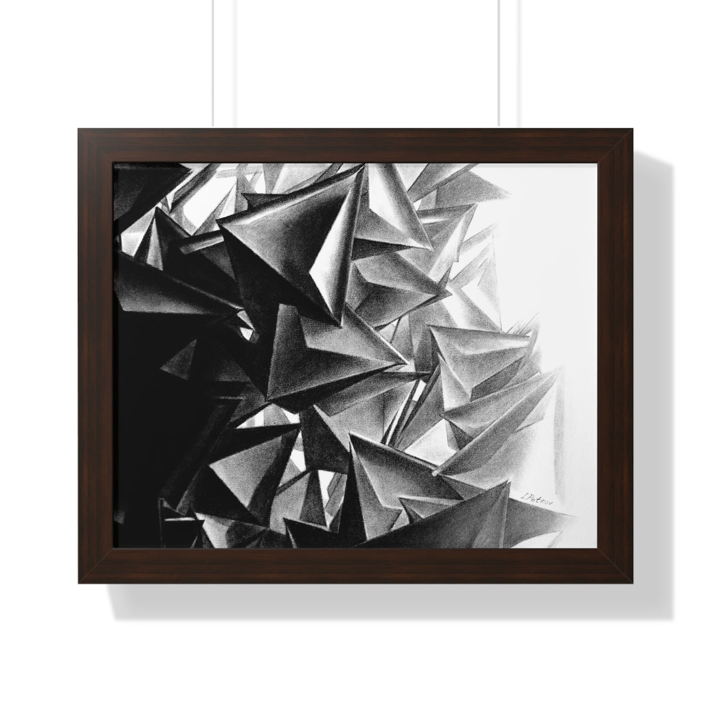 A Structure That Cannot Extinguish the Light - Framed Poster Print, Wall Art, Charcoal, Abstract Black and White Decor