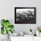 A Structure Rises - Framed Poster Print, Wall Art, Charcoal, Abstract Black and White Decor