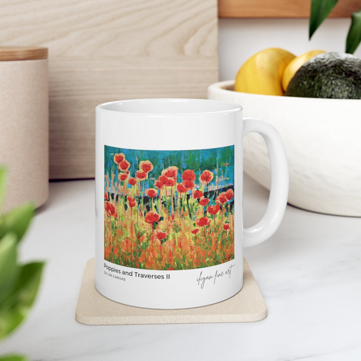 Ceramic Mug 11oz - Poppies and Traverses II