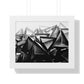 A Structure Rises - Framed Poster Print, Wall Art, Charcoal, Abstract Black and White Decor