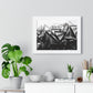 A Structure Rises - Framed Poster Print, Wall Art, Charcoal, Abstract Black and White Decor