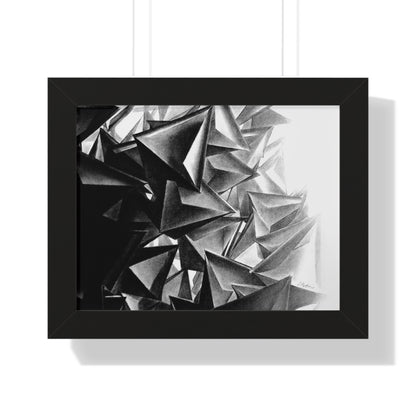 A Structure That Cannot Extinguish the Light - Framed Poster Print, Wall Art, Charcoal, Abstract Black and White Decor