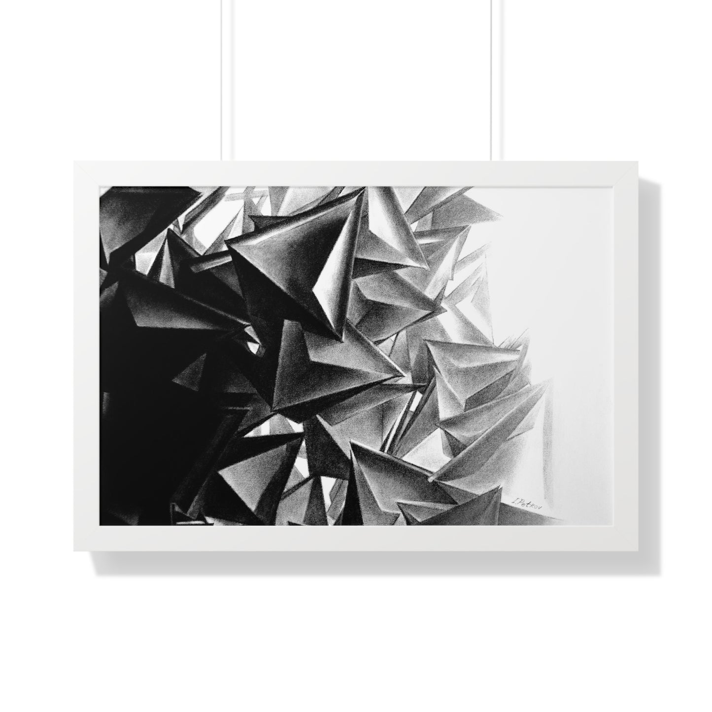 A Structure That Cannot Extinguish the Light - Framed Poster Print, Wall Art, Charcoal, Abstract Black and White Decor