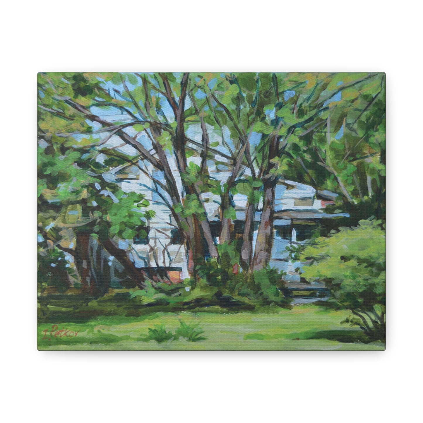 White House Amid Green - Canvas Print, Wall Art, Oil Painting, American Landscape
