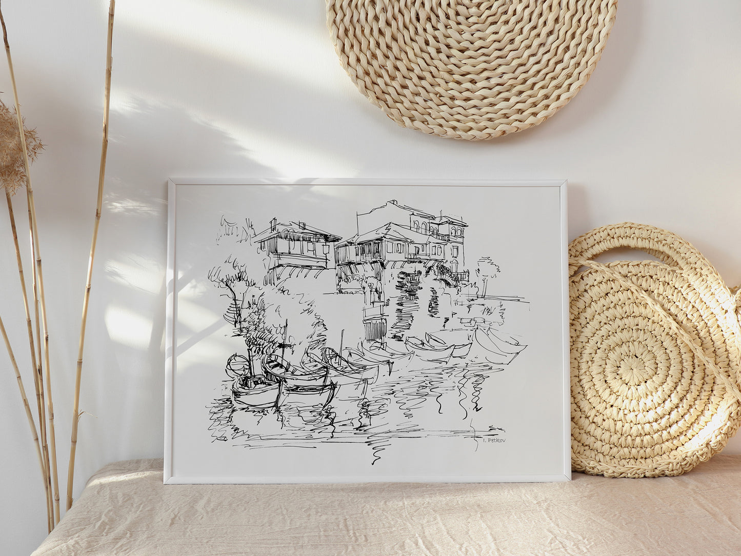 Old Houses and Boats - Unframed Poster Print