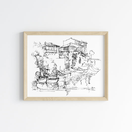 Old Houses and Boats - Unframed Poster Print