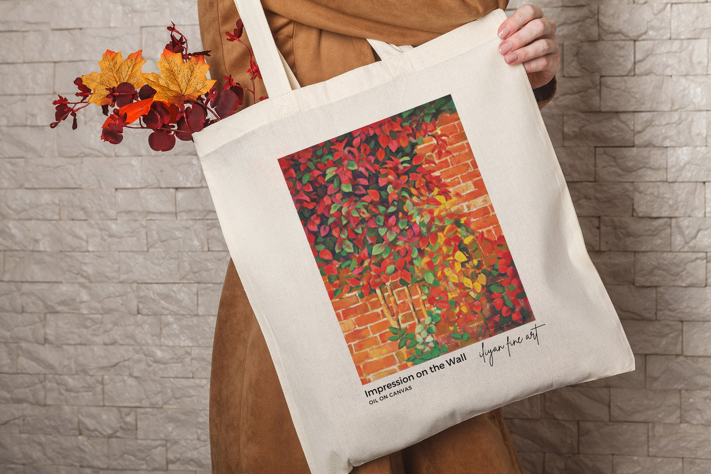 Canvas Tote Bag - Autumn Impression on  the Wall