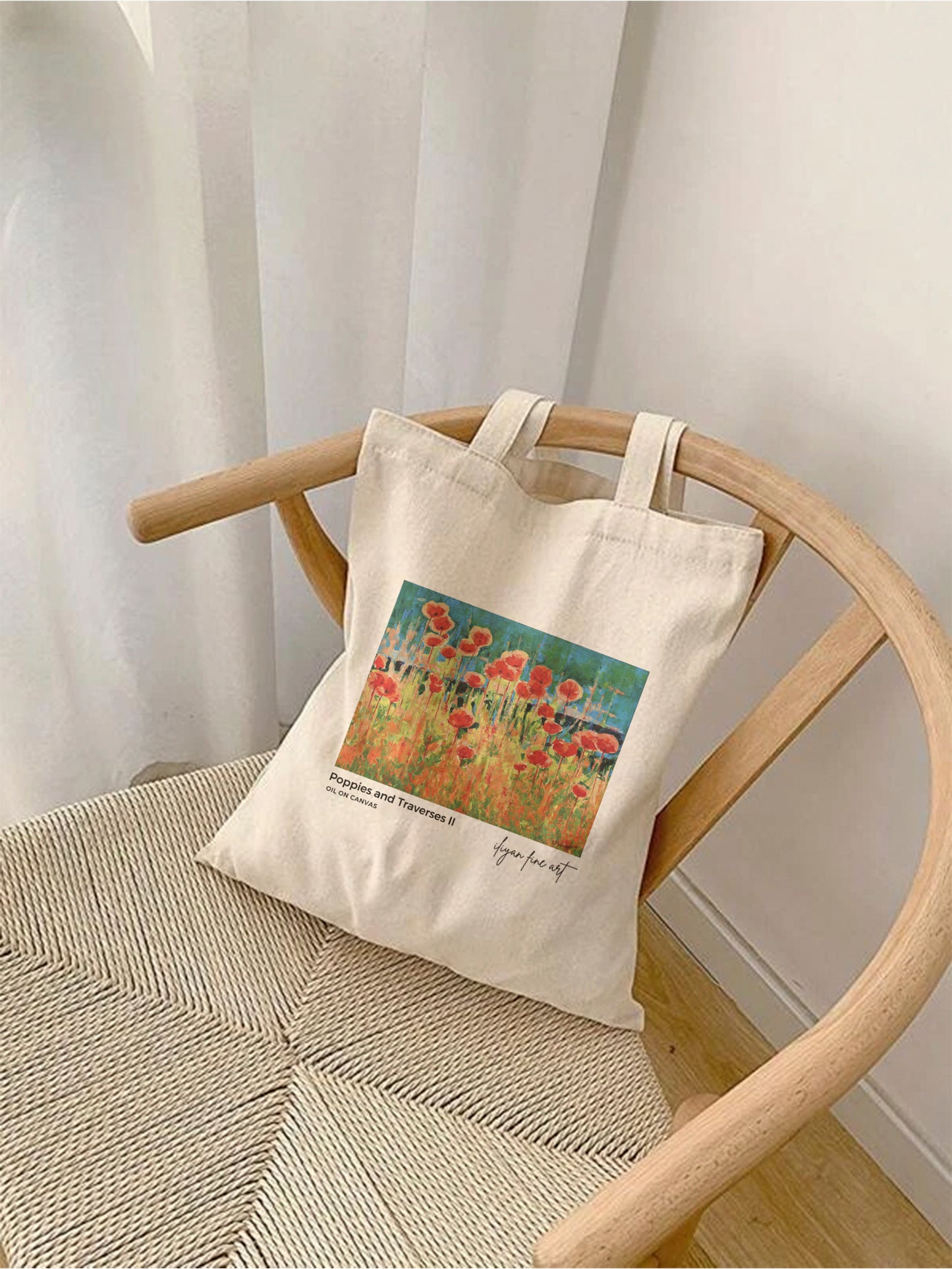 Canvas Tote Bag - Poppies and Traverses II