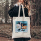 Canvas Tote Bag -  Swans on Lake with Reflections