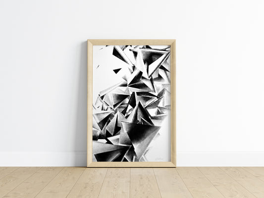 Whirlstructure III - Unframed Satin Poster Print, Wall Art, Charcoal, Abstract Black and White Decor