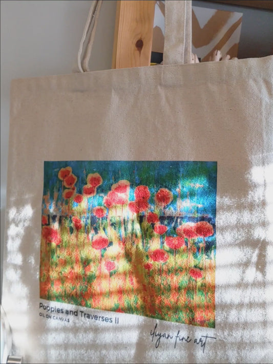 Canvas Tote Bag - Poppies and Traverses II