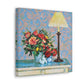 Red Roses and Yellow Lamp Still Life - Canvas Print