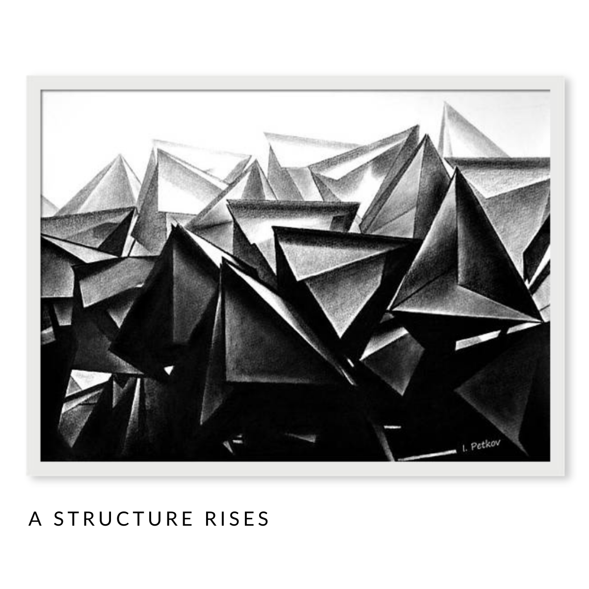 The Abridged Structures Art Series - Set of 5 Black and White Pastel Drawings