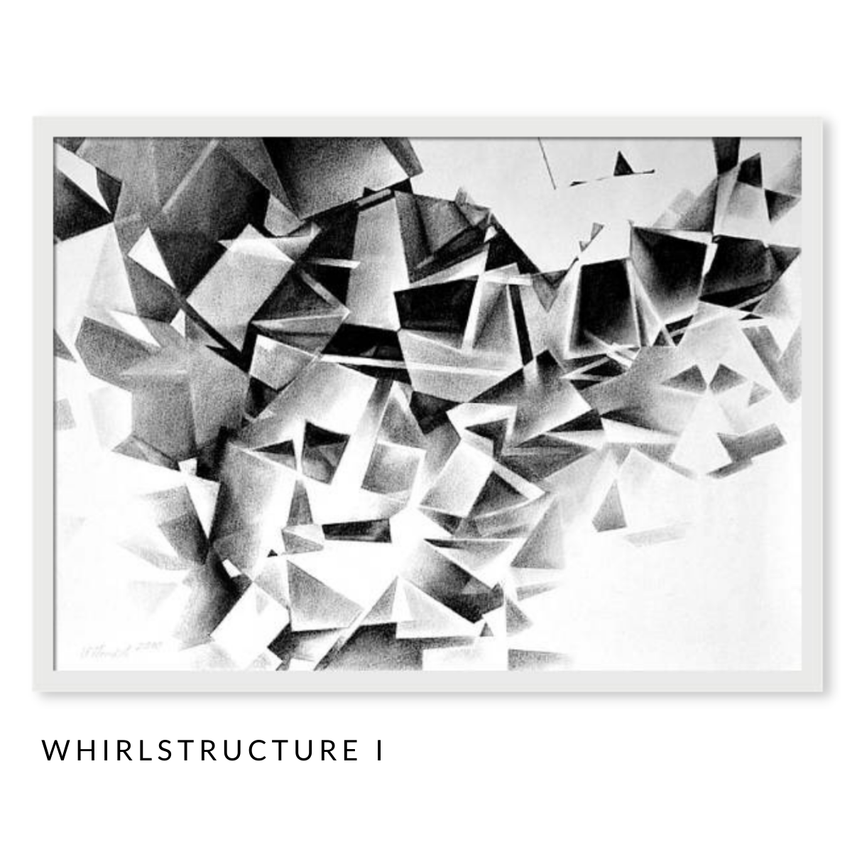 Whirlstructure Art Series - Set of 3 Black and White Pastel Drawings