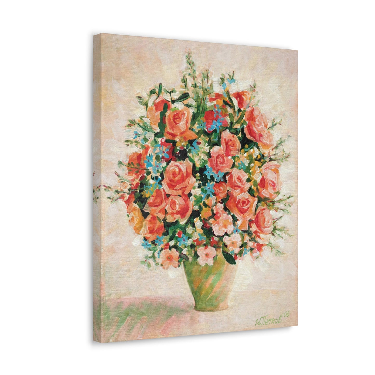 Still Life with Pink Roses - Canvas Print