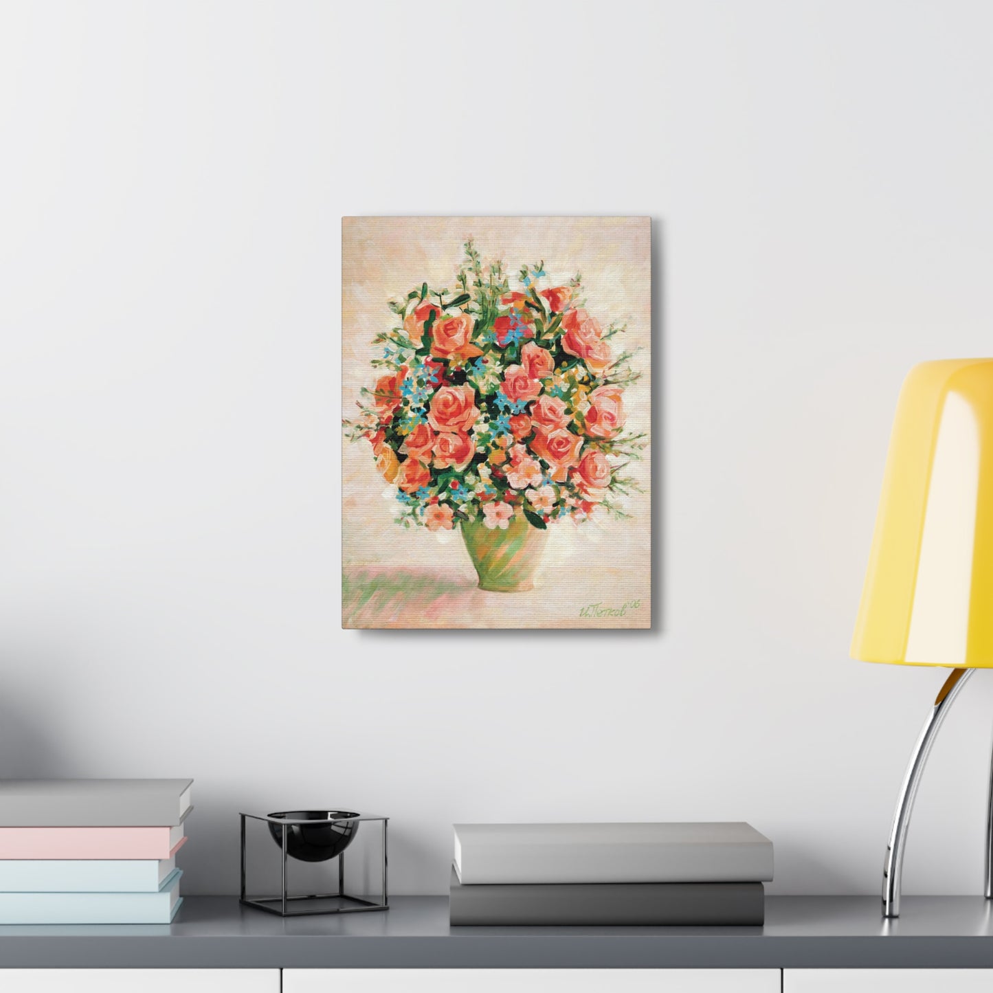 Still Life with Pink Roses - Canvas Print