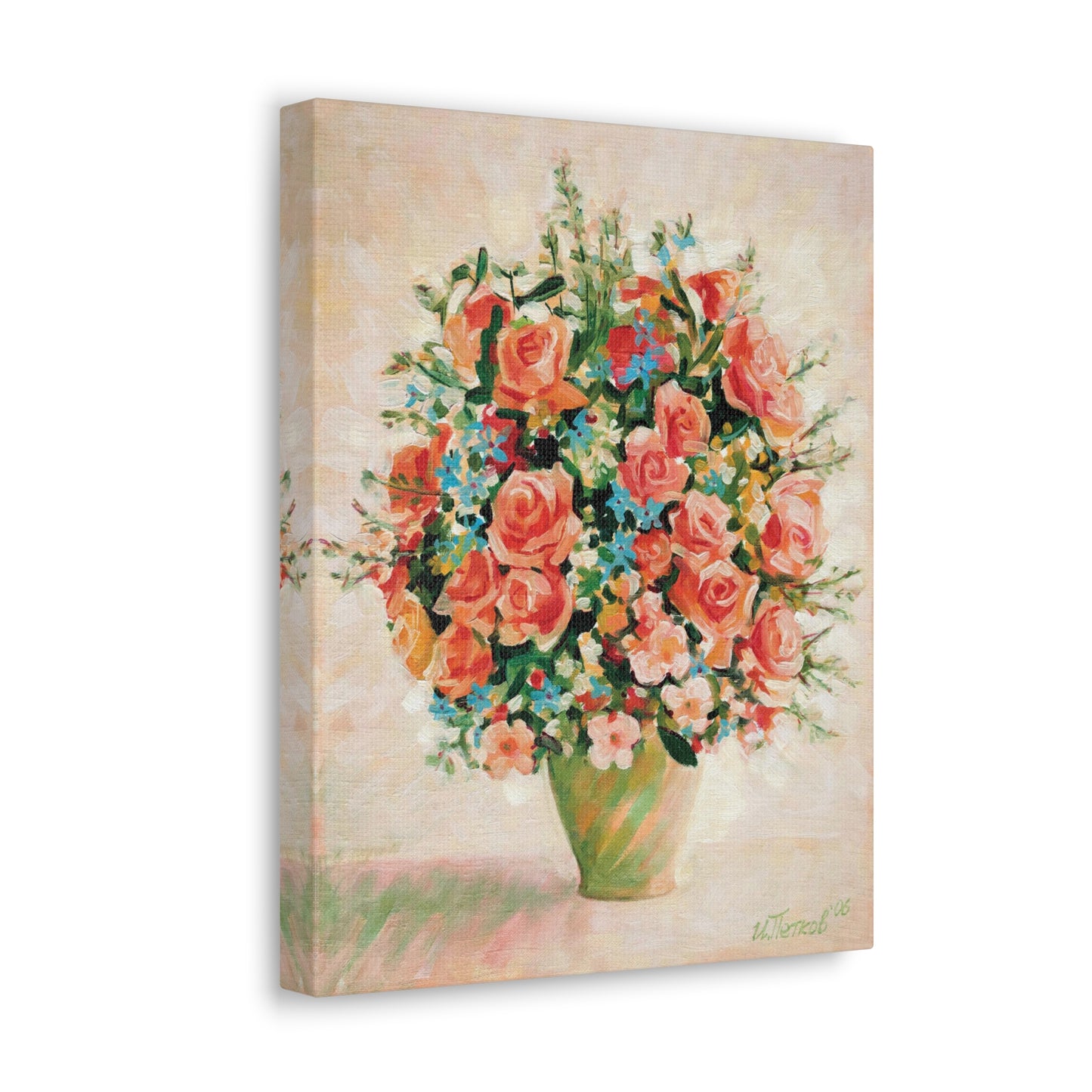 Still Life with Pink Roses - Canvas Print