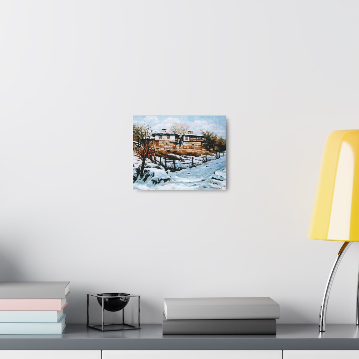 A Village in Winter - Canvas Print