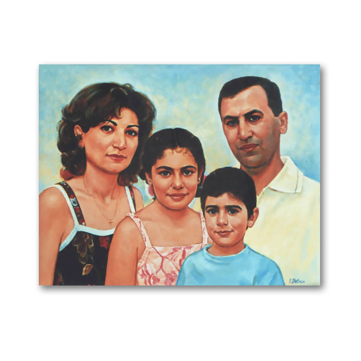 Oil Painting Portrait on Canvas - Family of four - Commission